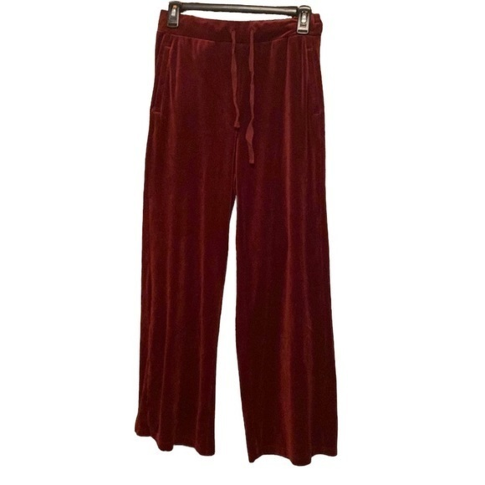 Lou & Grey Women's Small LOFT High Rise Velour Velvet Wide Leg Sweatpants